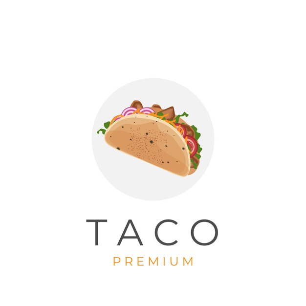 Taco Cartoon Illustration Logo Complete With Vegetables And Meat