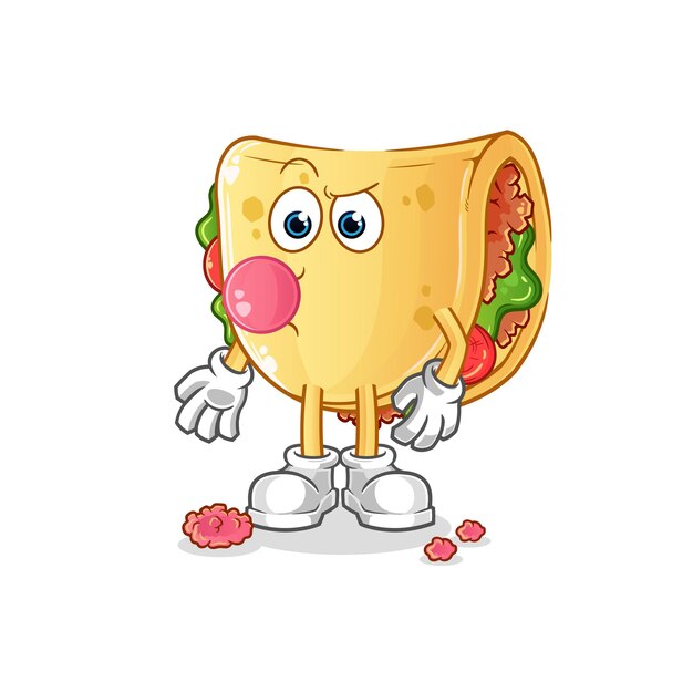 Taco chewing gum vector. cartoon character