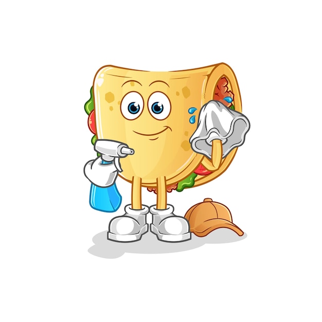 Taco cleaner vector. cartoon character