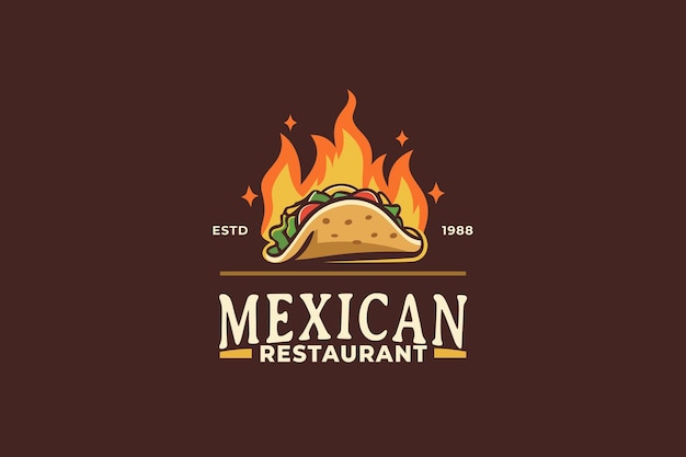 Taco on fire restaurnt logo template