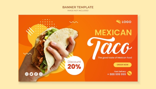 Taco food banner template for mexican food restaurant