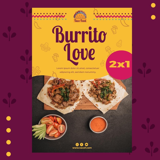 Taco food restaurant poster template