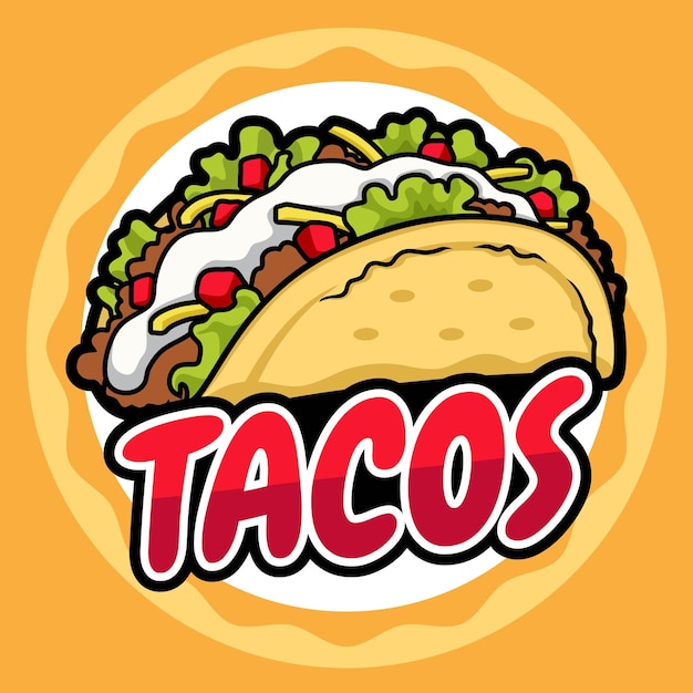 Vector taco logo design with circle emblem bold outline