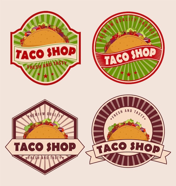 Taco shop fresh and tasty taco bar logo reference logo for your business