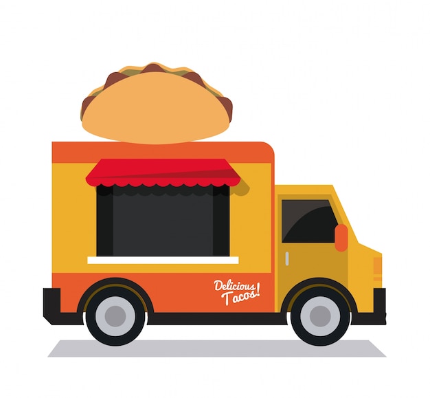 Taco truck fast food icon.