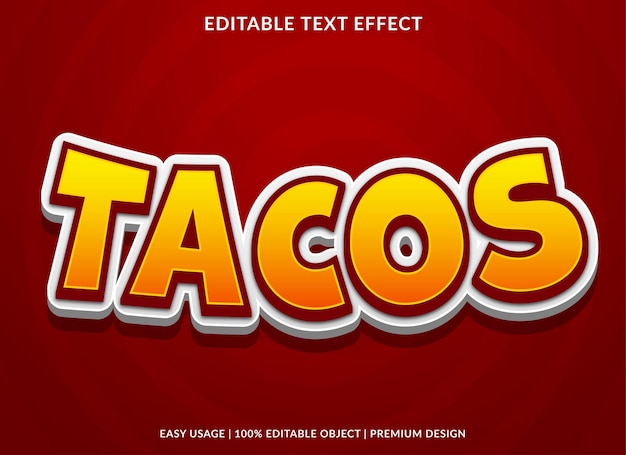 tacos editable text effect template use for business logo and brand