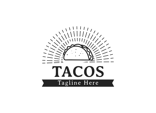 Vector tacos logo with a sunburst and a place for text.