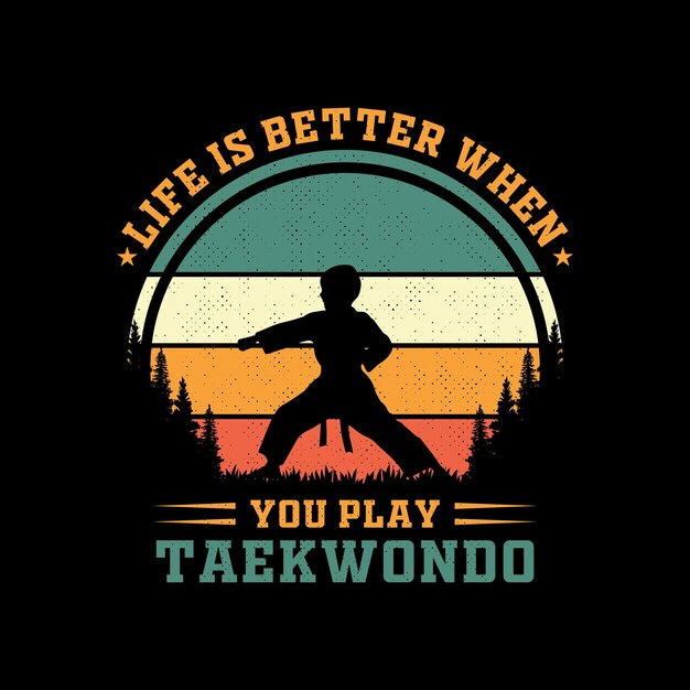 Taekwondo sports t-shirt design, vintage t-shirt design.