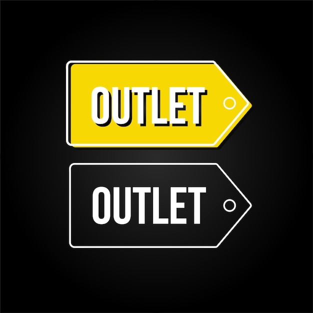 Tag outlet template, modern design with curves, black white and yellow