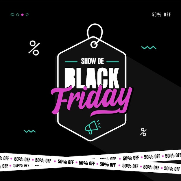 tag outline lettering black friday modern