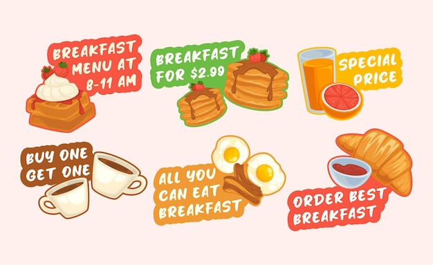 Tag set design for breakfast deal advertising