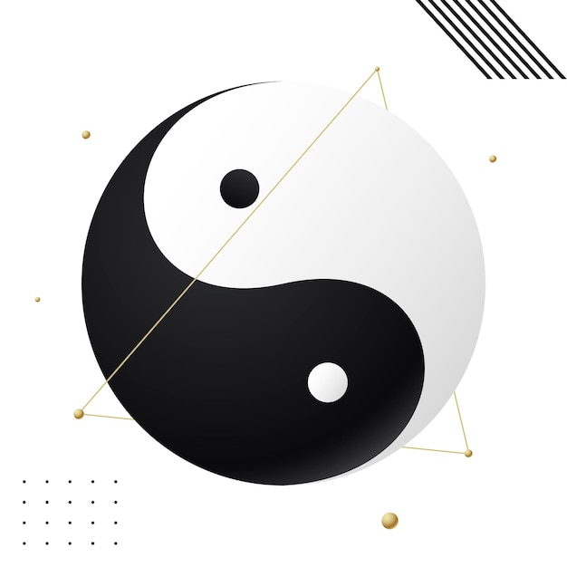 Taijitu Symbol Black and white yin yang on a white background