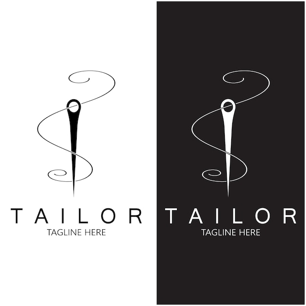 Tailor logo icon illustration template combination of buttons for clothes thread and sewing machine for clothing product design convection companies fashion in vector form