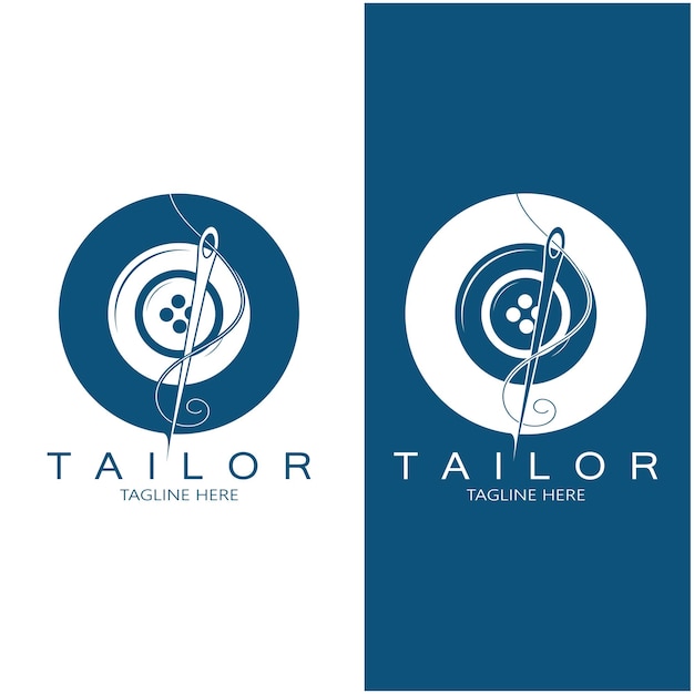 Tailor logo icon illustration template combination of buttons for clothes thread and sewing machine for clothing product design convection companies fashion in vector form