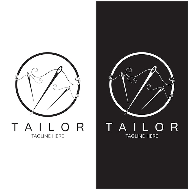 Tailor logo icon illustration template combination of buttons for clothes thread and sewing machine for clothing product design convection companies fashion in vector form