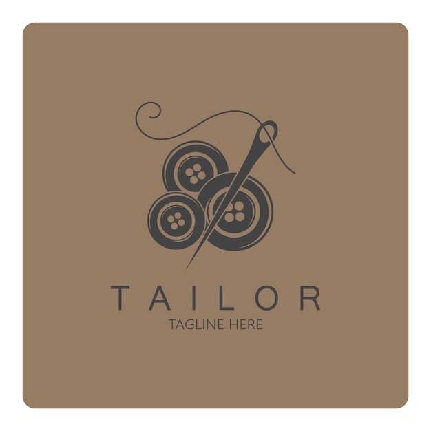 Tailor logo icon illustration template combination of buttons for clothes thread and sewing machine for clothing product design convection companies fashion in vector form