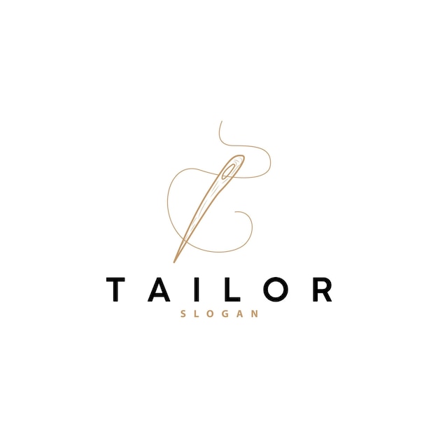 Tailor Logo Needle and Thread Vector Retro Vintage Simple Minimalist Old Inspiration Design