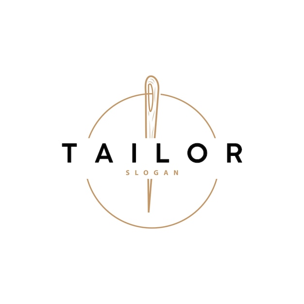 Tailor Logo Needle and Thread Vector Retro Vintage Simple Minimalist Old Inspiration Design