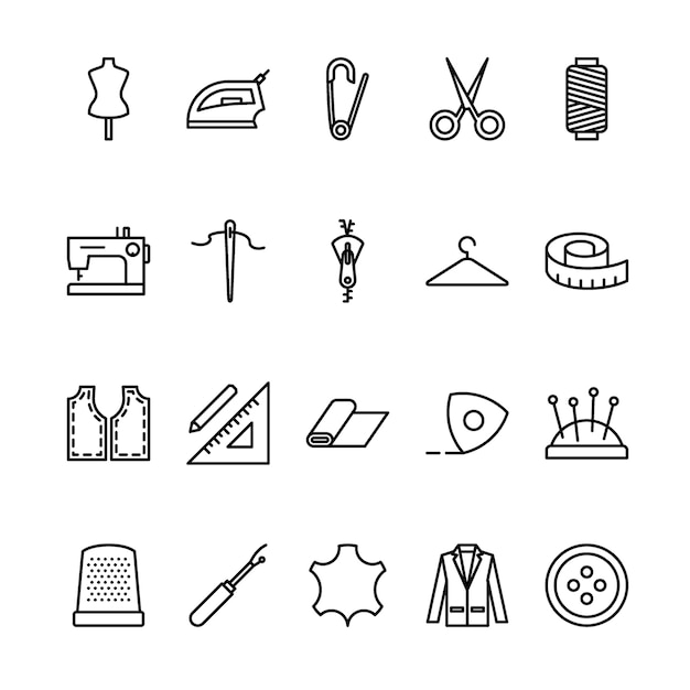 Tailor outline icon set