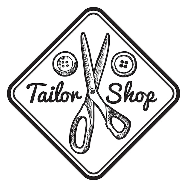 Tailor shop label Monochrome logo Round emblem