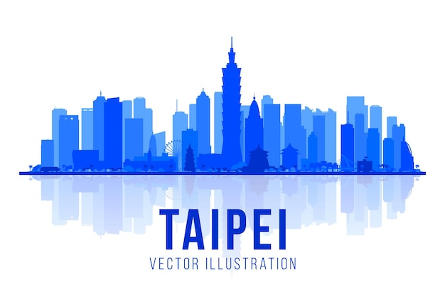 Taipei  Taiwan  city silhouette skyline vector background Flat trendy illustration Business travel and tourism concept with modern buildings Image for presentation banner website