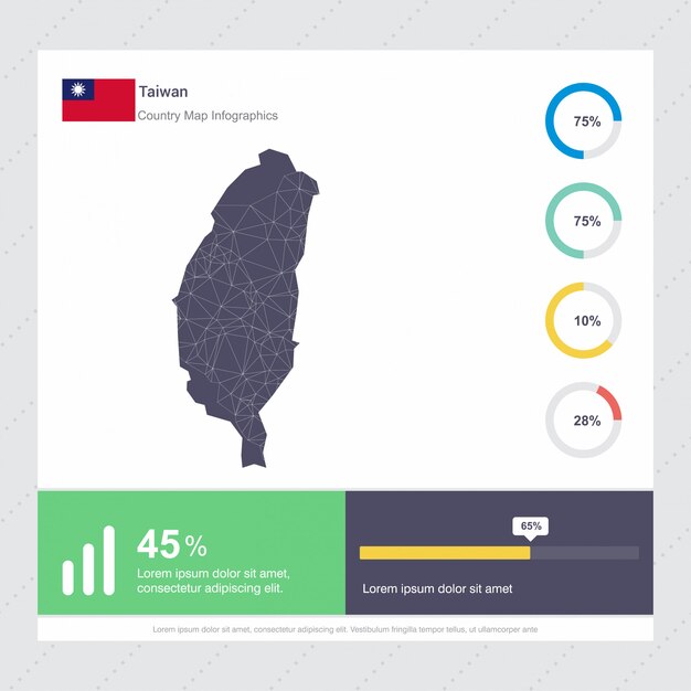 Taiwan Map & Flag Infographics template