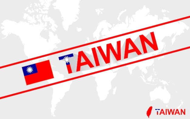 Taiwan map flag and text illustration