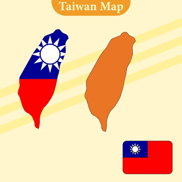 Taiwan map vector with regions and cities lines and full every region