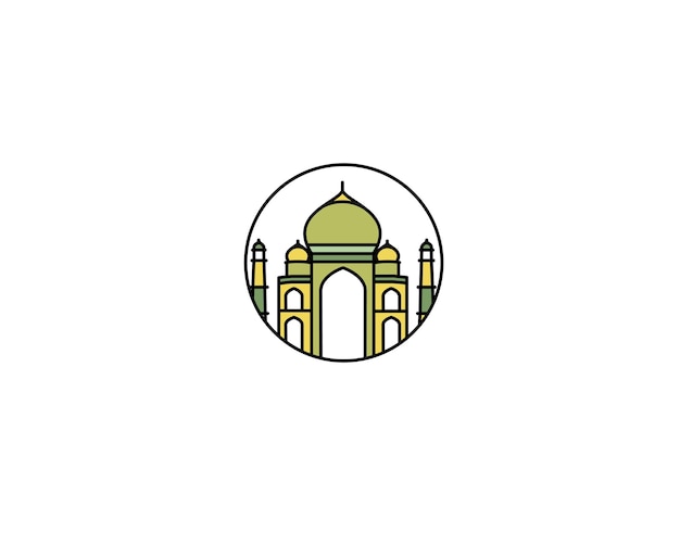 Taj Mahal Hand Drawn, India Agra - Line art vector illustration.