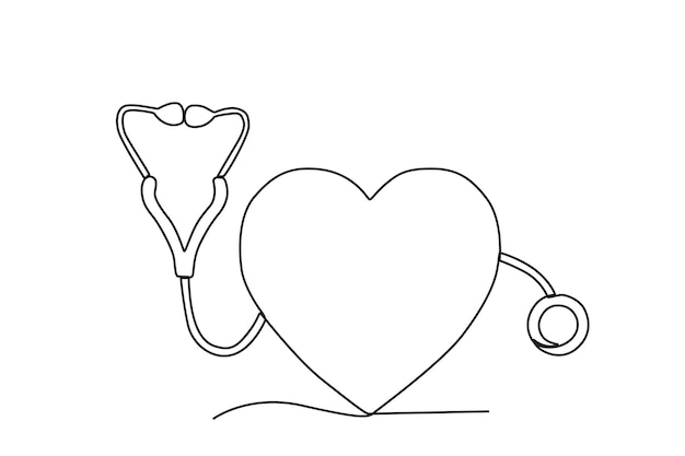 Take care of heart health World heart day oneline drawing