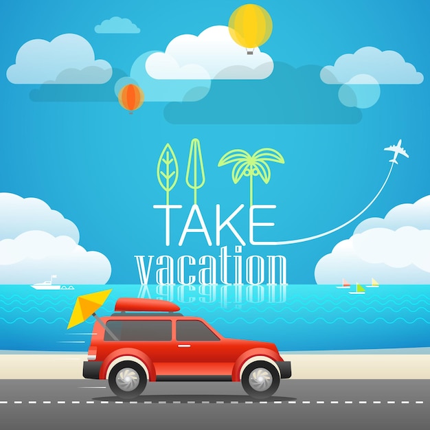 Take Vacation travelling concept Flat design illustration