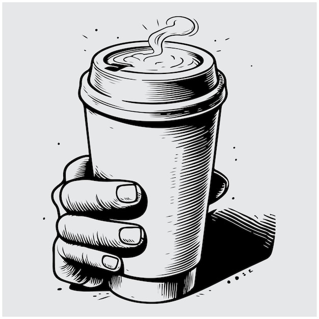 TakeOut Coffee Cup Drawing Vector illustration