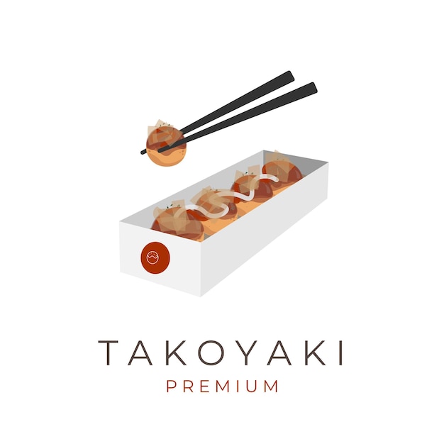 Takoyaki Fast Food Japanese Street Food Vector Illustration Logo