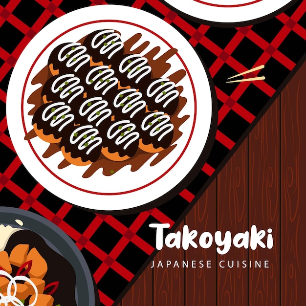 Takoyaki flat style illustration design