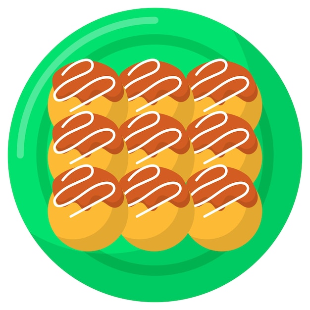 Takoyaki platter ballshaped Japanese snacks vector design Asian Cuisines Most Popular Dishes Sign