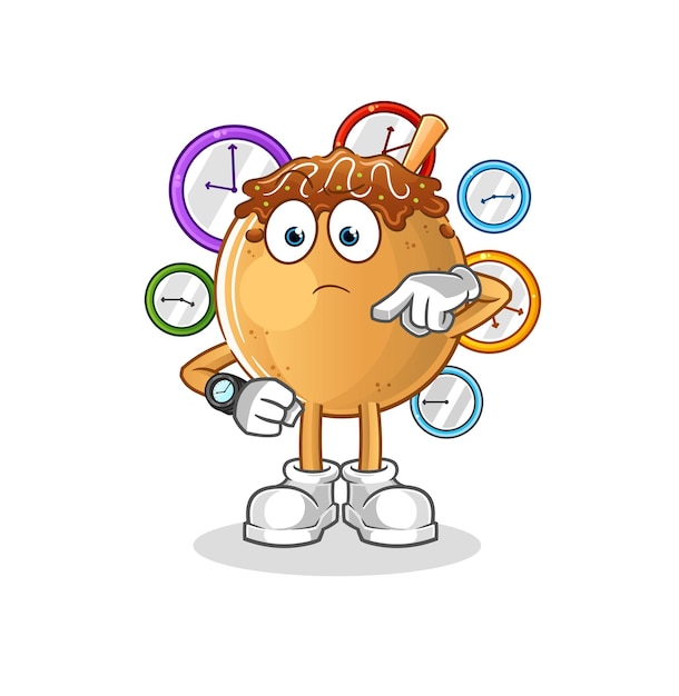 Takoyaki with wristwatch cartoon. cartoon mascot vector