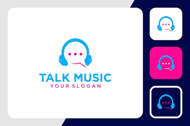 talk music or talk logo design with headphone