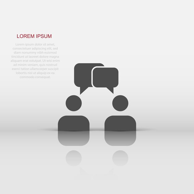 Talk people icon in flat style Man with speech bubble illustration on white isolated background Talk chat business concept