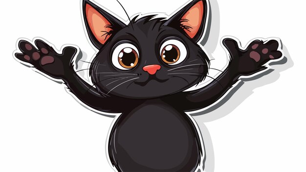 Vector talking cat sticker shrugging shoulders cartoon