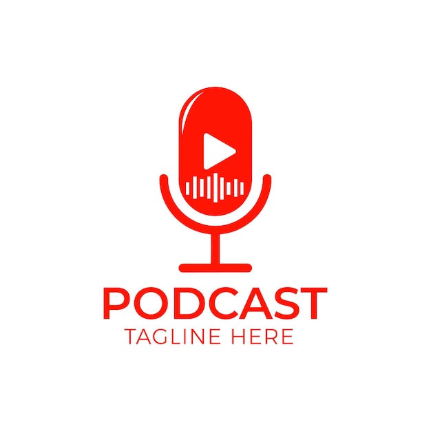 Talking microphone podcast logo template.