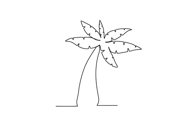 A tall coconut tree by the beach Summer oneline drawing