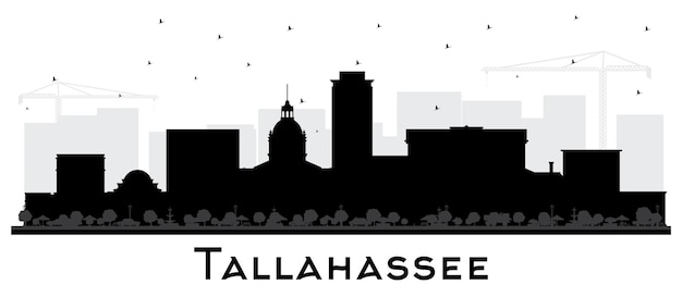 Tallahassee Florida City Skyline Silhouette with Black Buildings Isolated on White Vector Illustration Tallahassee Cityscape with Landmarks