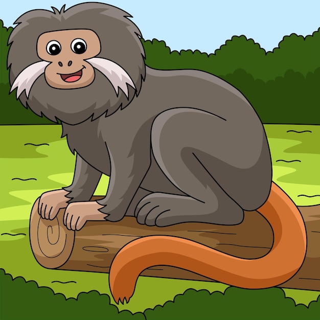 Tamarin Animal Colored Cartoon Illustration