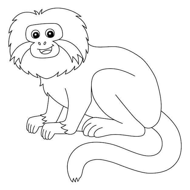 Tamarin Animal Isolated Coloring Page for Kids