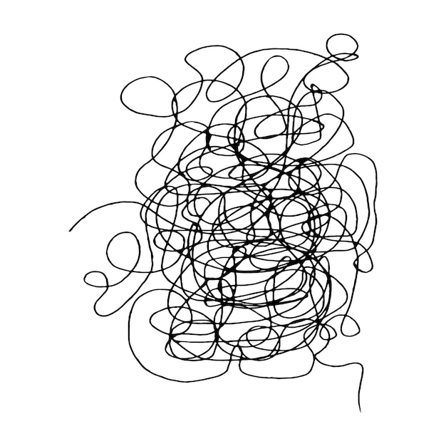 Vector tangled abstract scribble with hand drawn line doodle elements