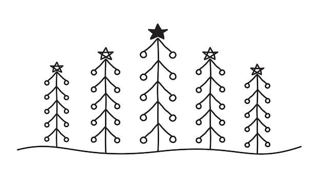 Tangled scribble Christmas Pine Tree forest banner