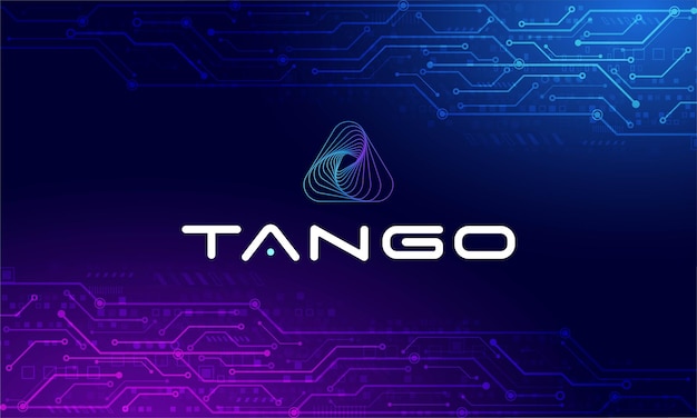 Tango chain logo symbolNFT game platformHologram backgroundWorld cryptocurrency