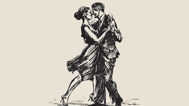 Vector tango dance vector sketch illustration