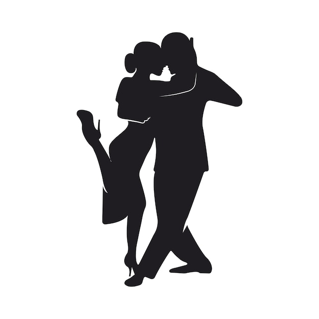 Tango dancers silhouettes