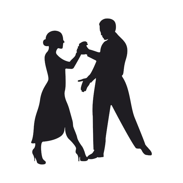 Tango dancers silhouettes